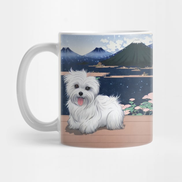 Cute Shih Tzu Maltese Dog Puppy at Japanese Mounts of Fuji by Mochabonk